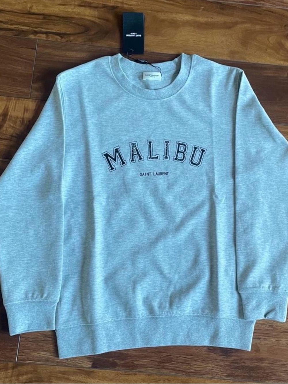 Saint Laurent Light Gray Malibu Crewneck Sweatshirt